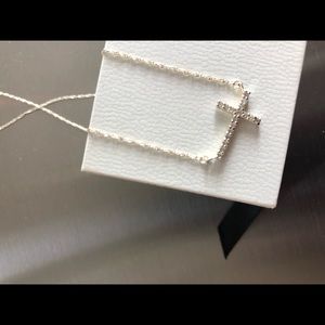 Silver and CZ Cross Necklace